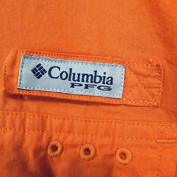 Columbia PFG Clemson Tigers Large Orange Short Sleeve Button Vented Embroidered - Picture 5 of 16